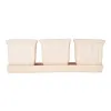 WHITE SQUARE CERAMIC SMALL PLANTER SET OF 3