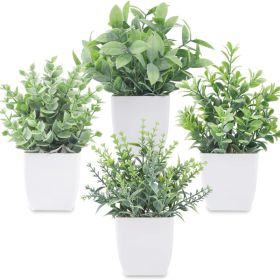 Fake Plants Mini Artificial Greenery Potted Plants For Home Decor Indoor Office Table Room Farmhouse Bathroom Decor