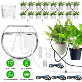 1Pc Automatic Plant Watering Device Indoor Drip Irrigation System With LCD Display Rechargeable Plant Watering Device Adjustable Timer For Up To 16 Dr