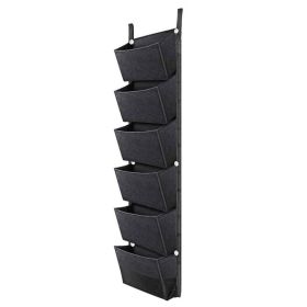 Hanging Planting Bags With 6 Pockets Vertical Gardening Flower Pots Planter Hanging Wall Garden Planting Bags Breathable Wall Planter Growing Bags