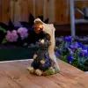 Black Bear Solar Statue - Outdoor Garden Decor with Solar Powered LED Lights
