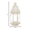 Rustic Small White Lantern with Distressed Finish