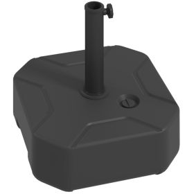 Square Patio Umbrella Base Holder, Heavy Duty Outdoor Umbrella Stand Base, Filled Up To 55lbs With Stand Or 44lbs With Water For Garden, Poolside, Bla