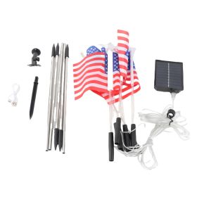 Solar US Flag Lights Red White Blue 8 Modes Independence Day Decor